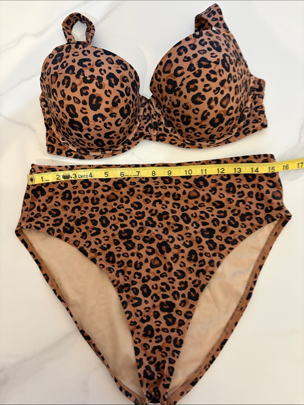 Shade & Shore Leopard Print High-Waist Bikini - Tan & Black